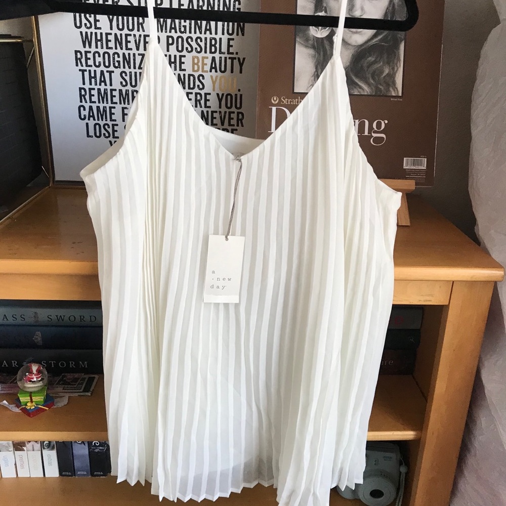 White Pleated Camisole Top